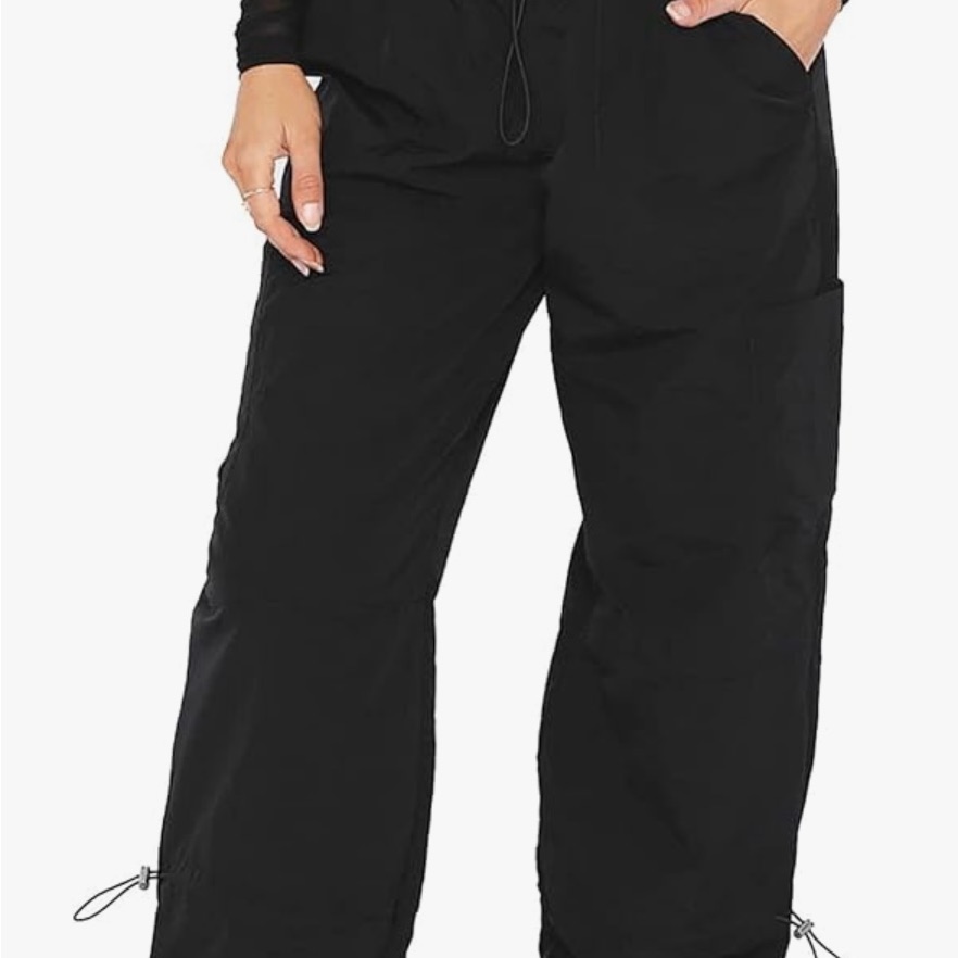 Black Wide Leg Utility Pants - Women's